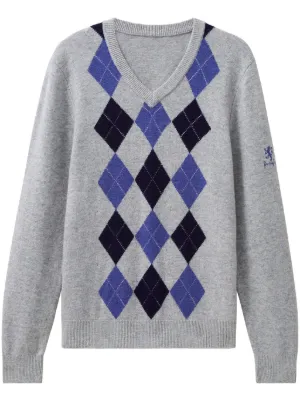 Fred Perry チェック Vネックセーター | ブルー | FARFETCH JP