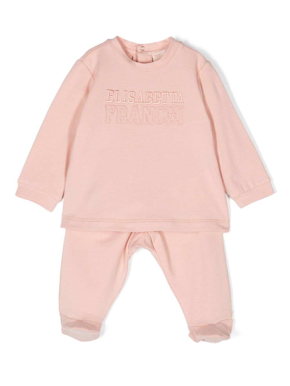 Elisabetta Franchi La Mia Bambina Pyjama met geborduurd logo Roze