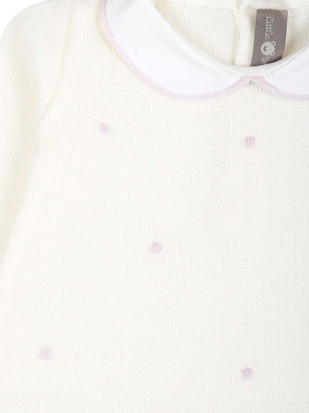 Little Bear Romper met geborduurde stippen Wit