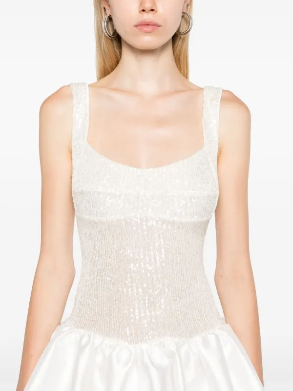 Atu Body Couture Corset-Detail Flared Midi Gown - White