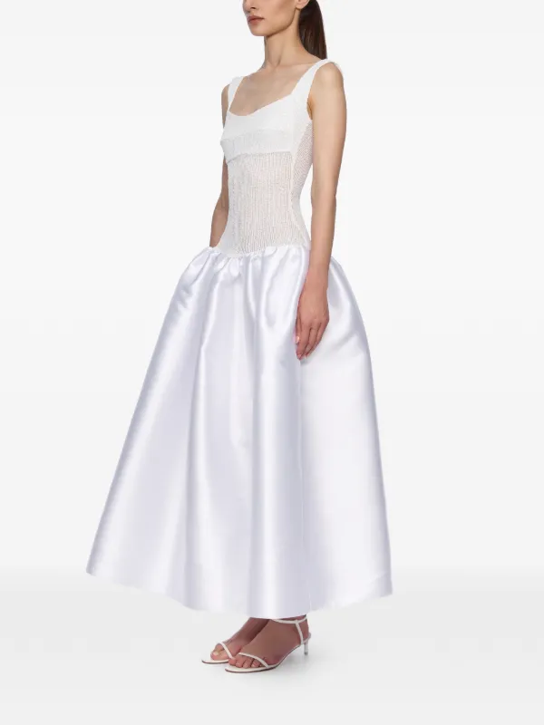 slim fit dress slacks Sheer Corset Bodice Midi Flare Hem Dress main image 0