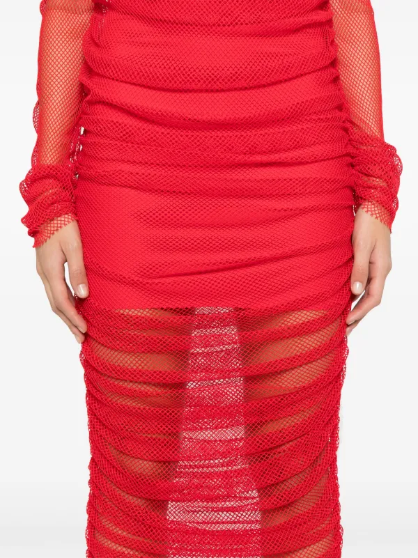 Fishnet Red Midi Dress Xs