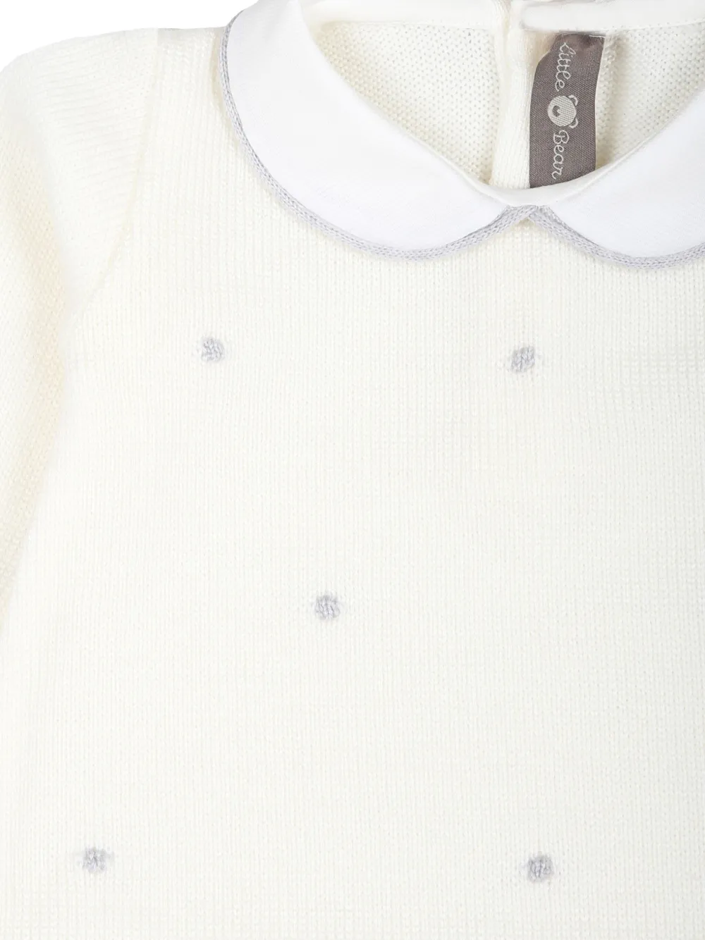 Little Bear Romper met geborduurde stippen Wit