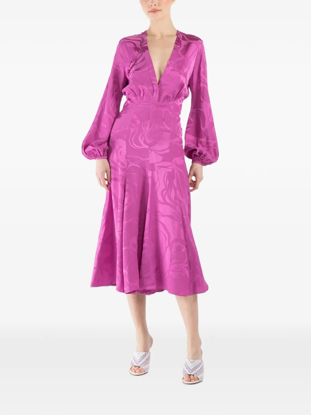 Silvia Tcherassi Kathryn V-neck midi dress - Roze