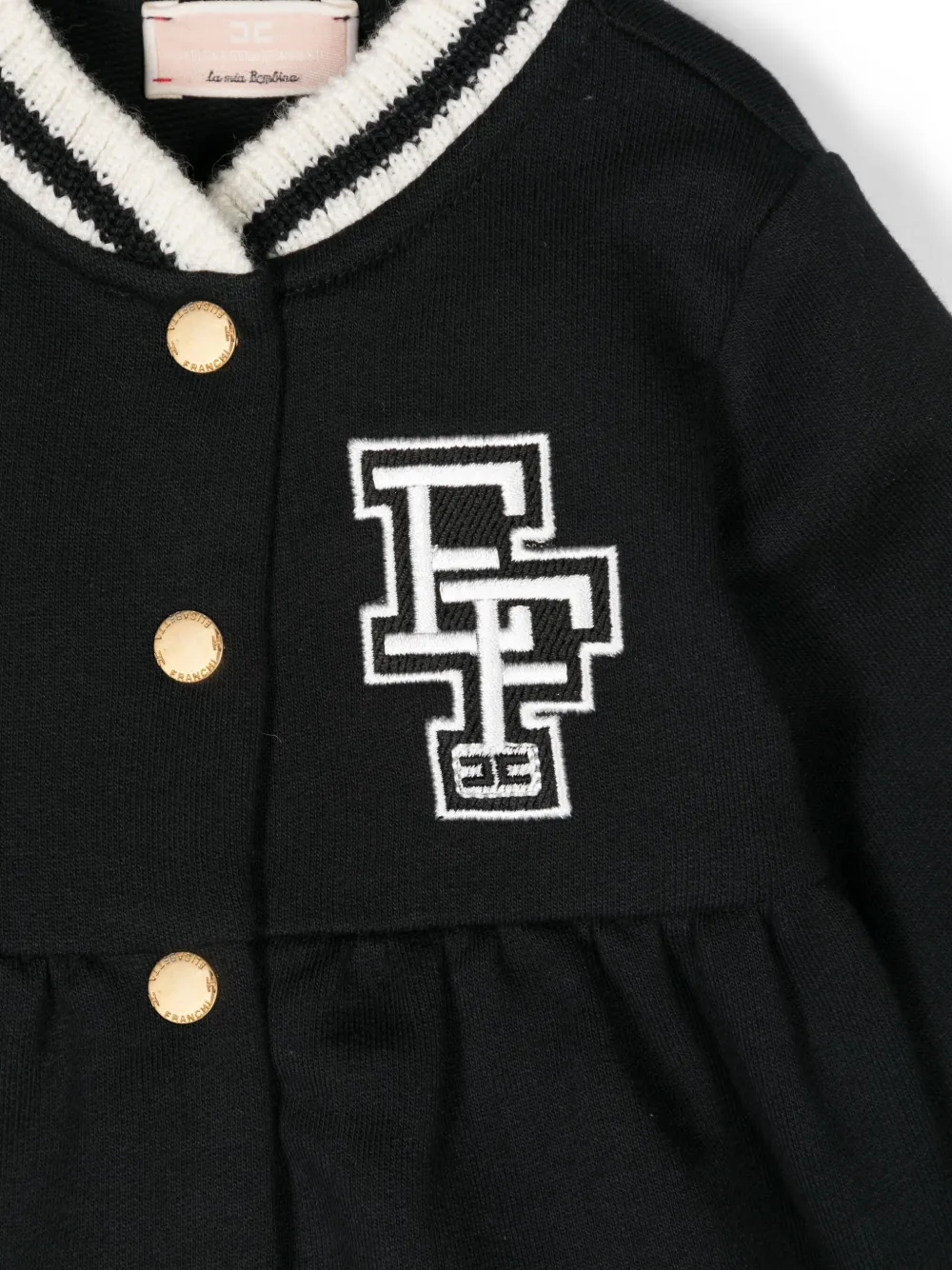 Elisabetta Franchi La Mia Bambina Jurk met geborduurd logo Zwart