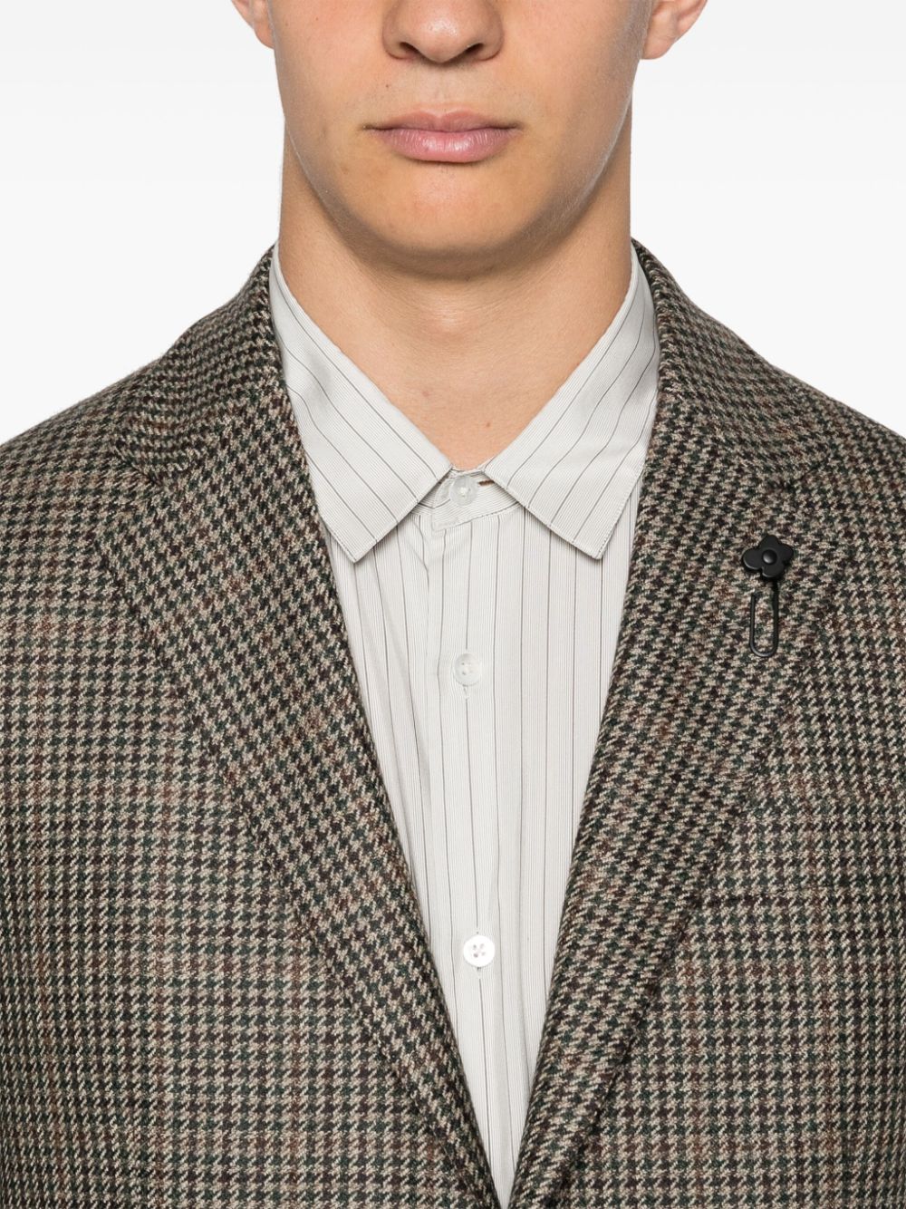 Shop Lardini Logo-clip Blazer In Brown