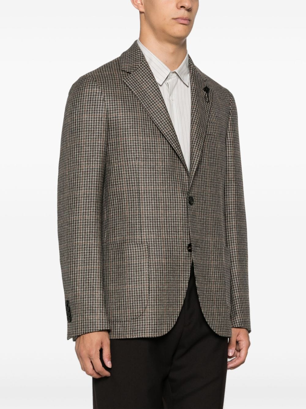 Shop Lardini Logo-clip Blazer In Brown