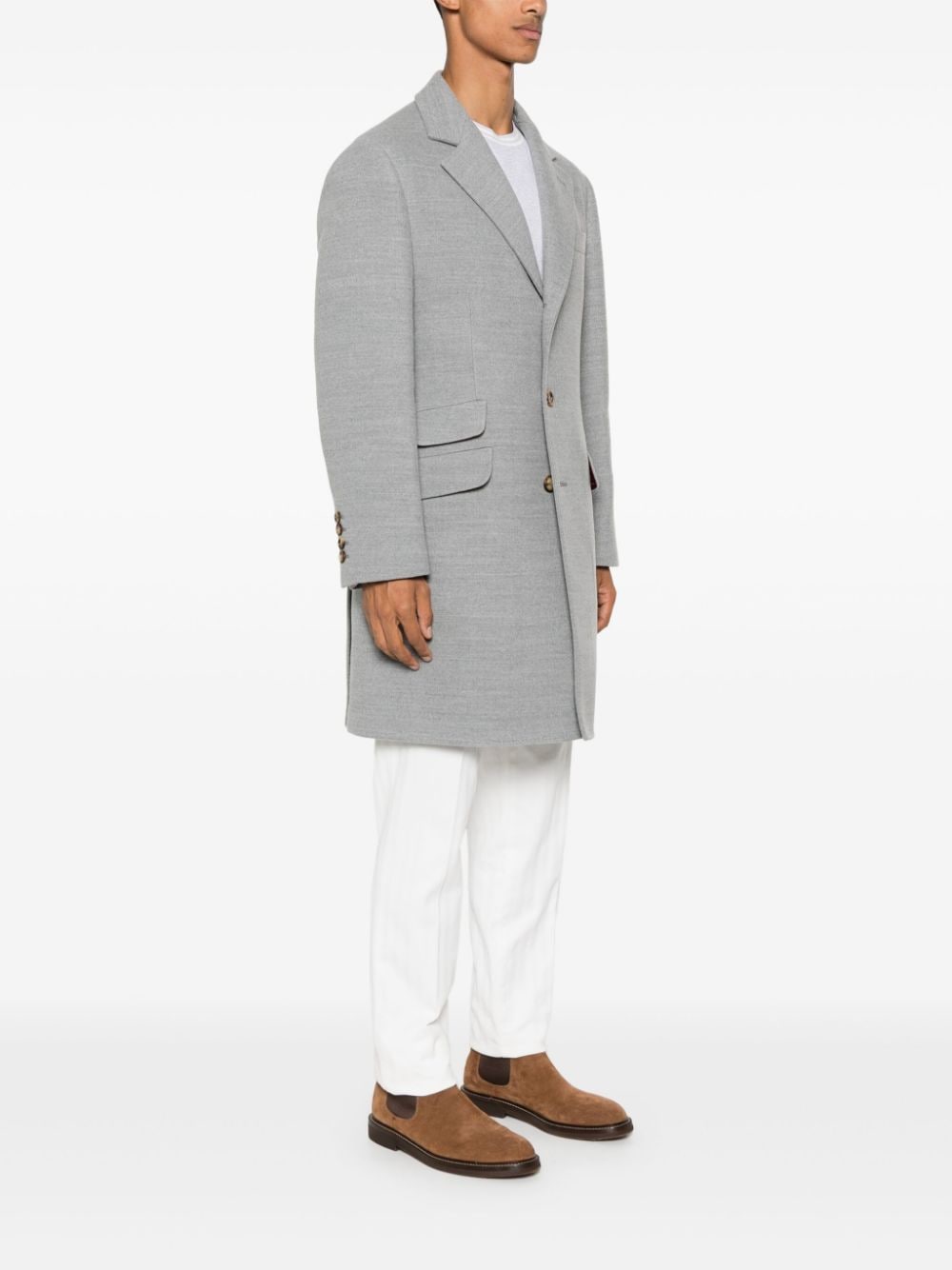 Shop Brunello Cucinelli Wool Coat In Grey