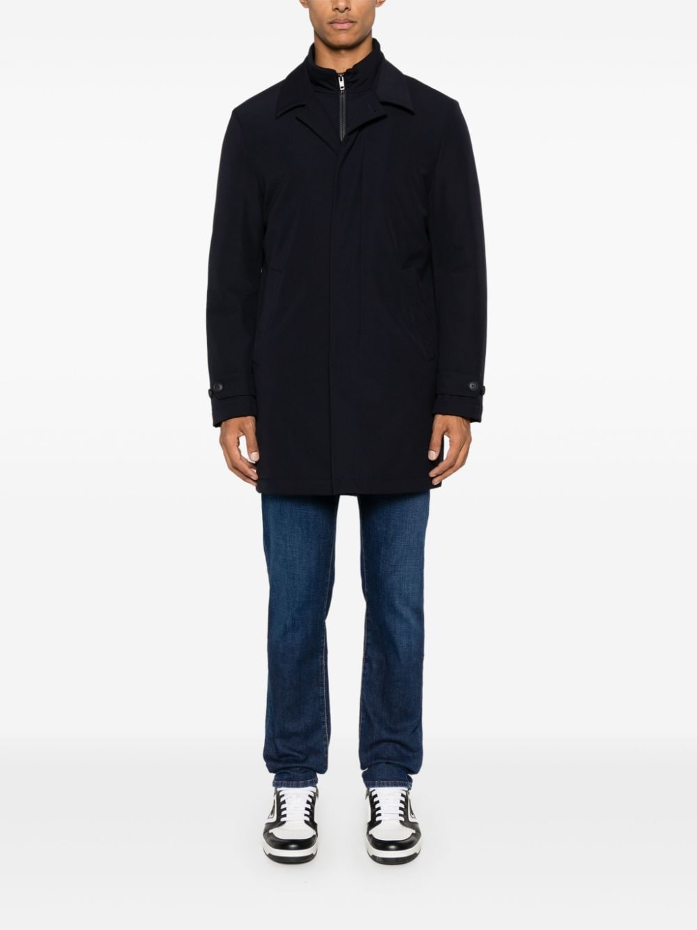 Shop Fay Layered-effect Coat In Blue