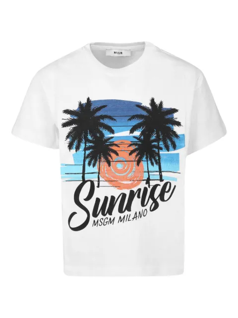 MSGM Kids playera con palmeras estampadas