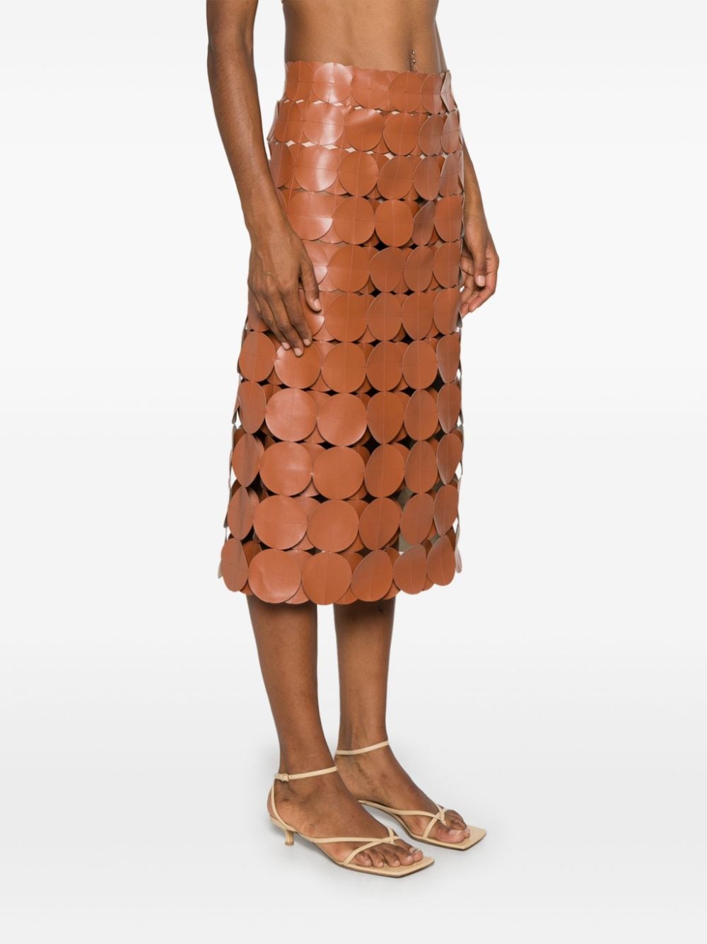 Shop A.w.a.k.e. Multi-circle Layered Midi Skirt In Brown