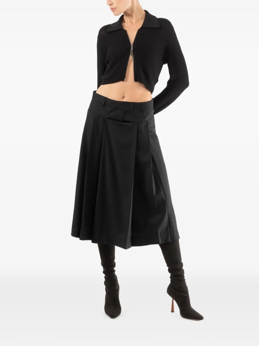 Aya Muse Oenia pleated midi skirt - Zwart