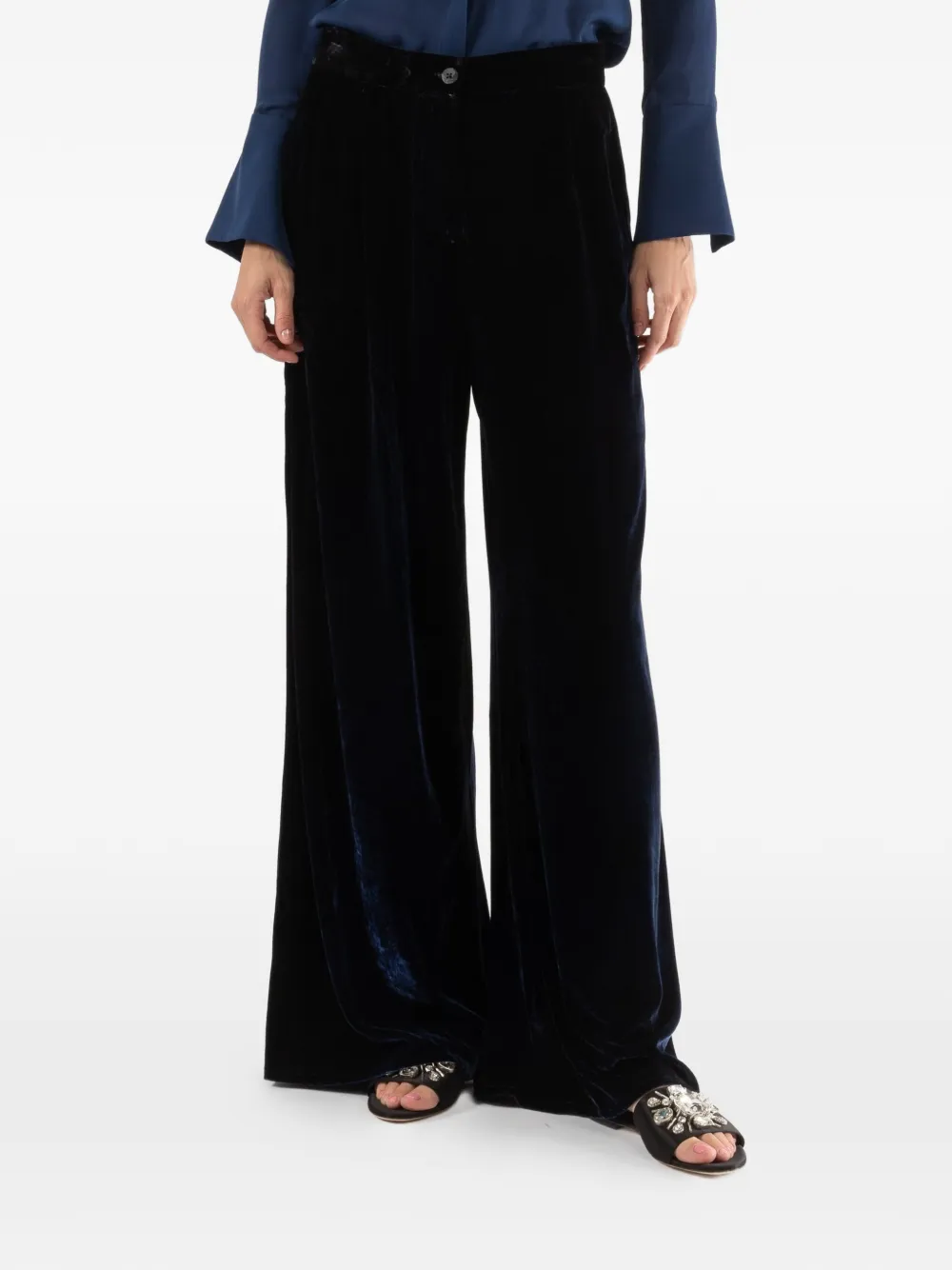Avant Toi velvet palazzo pants - Blu