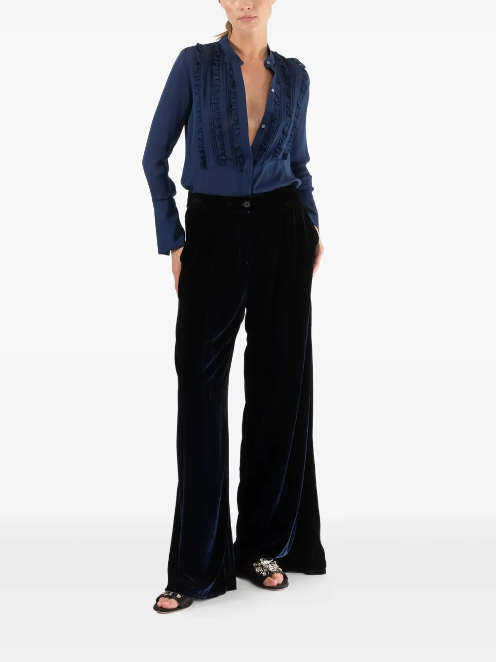 Avant Toi velvet palazzo pants - Blauw