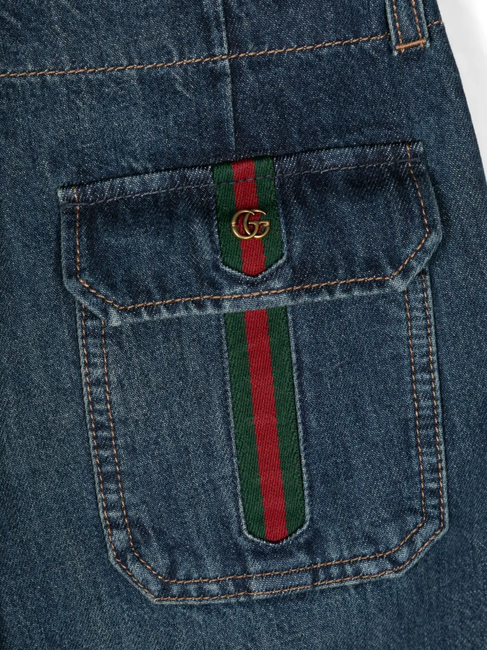 Gucci Kids Jeans met Web-detail Blauw