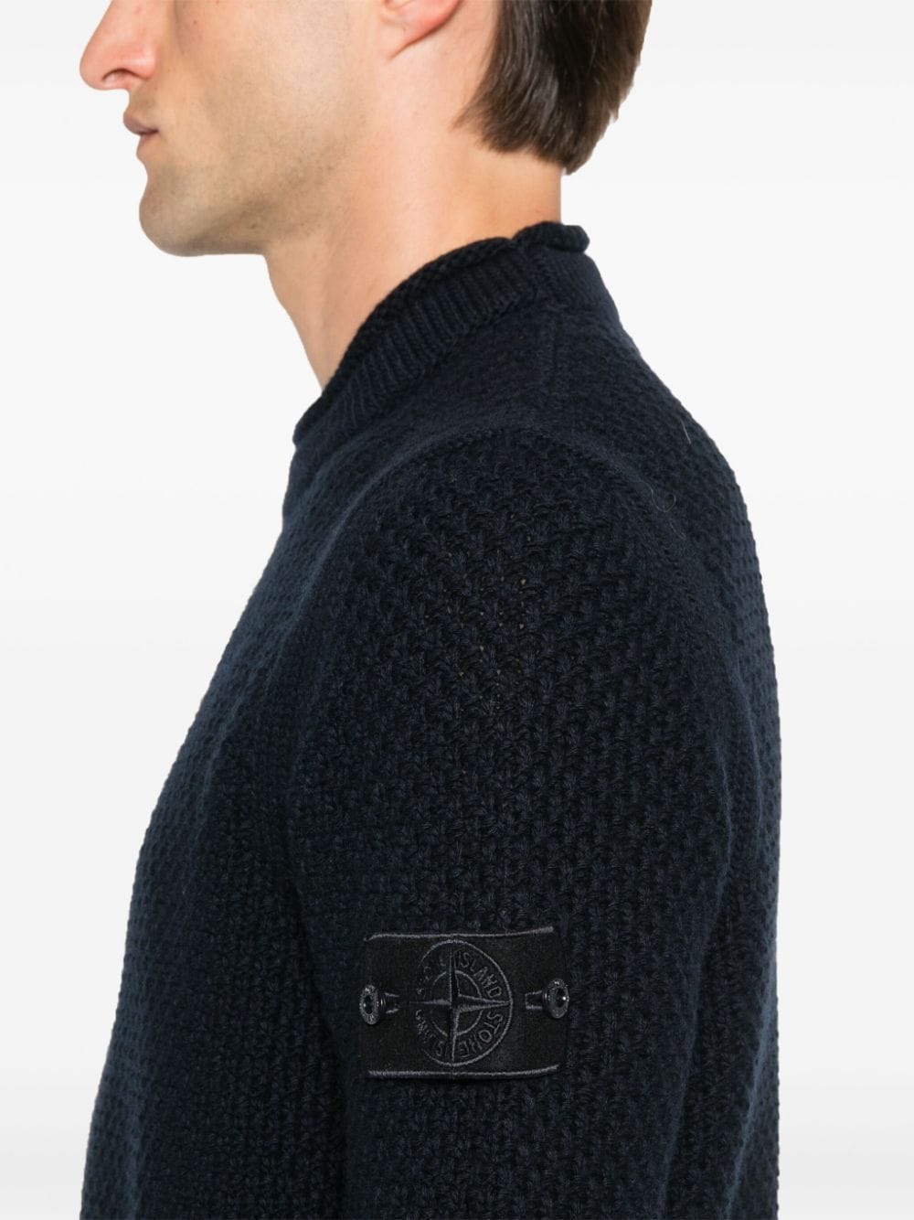 Shop Stone Island Compass-badge Sweater In 蓝色