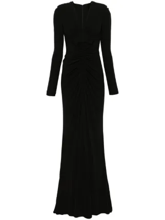 Elie Saab シャーリング イブニングドレス | ブラック | FARFETCH JP