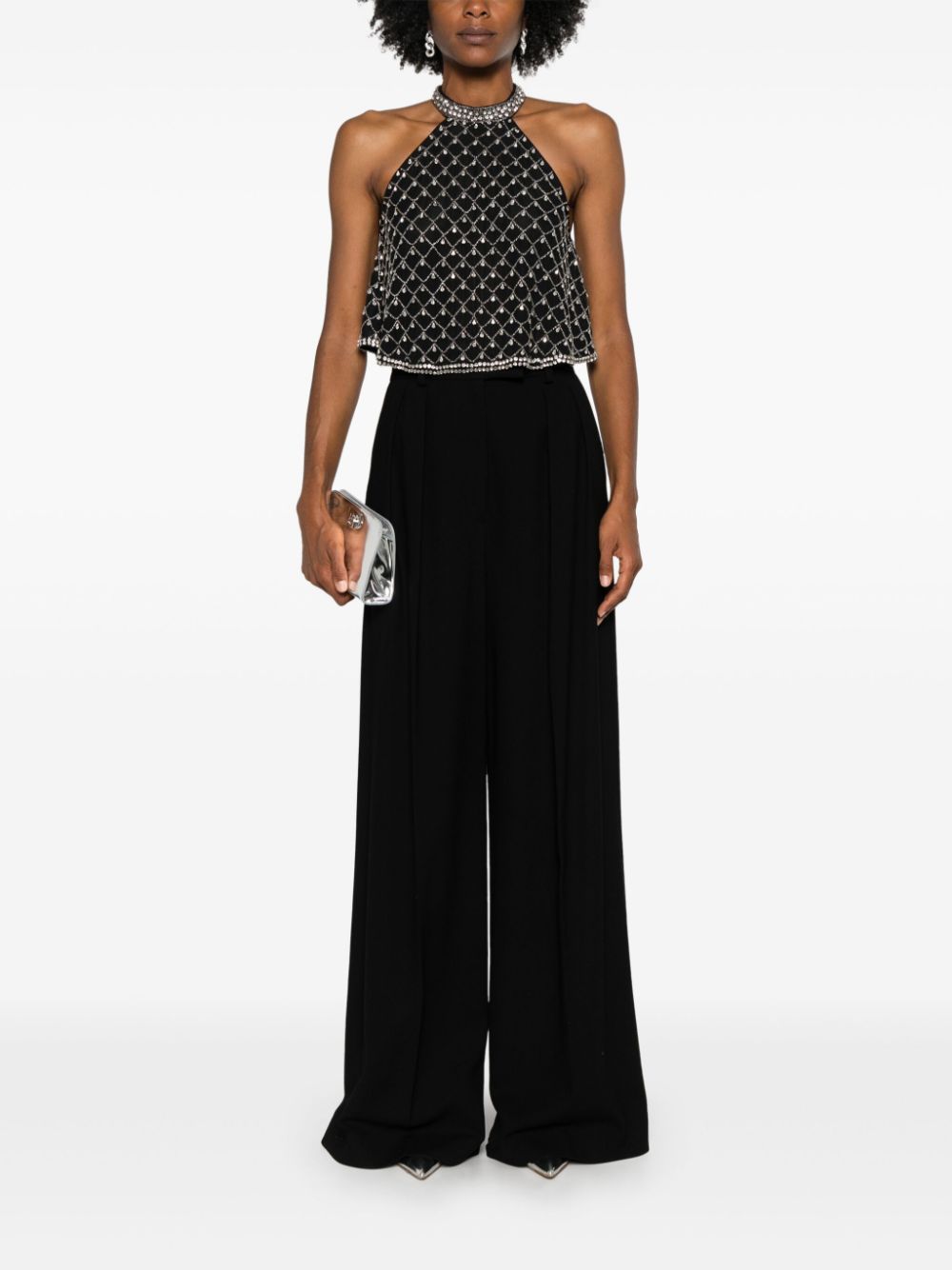 PINKO crystal-embellished top - Zwart