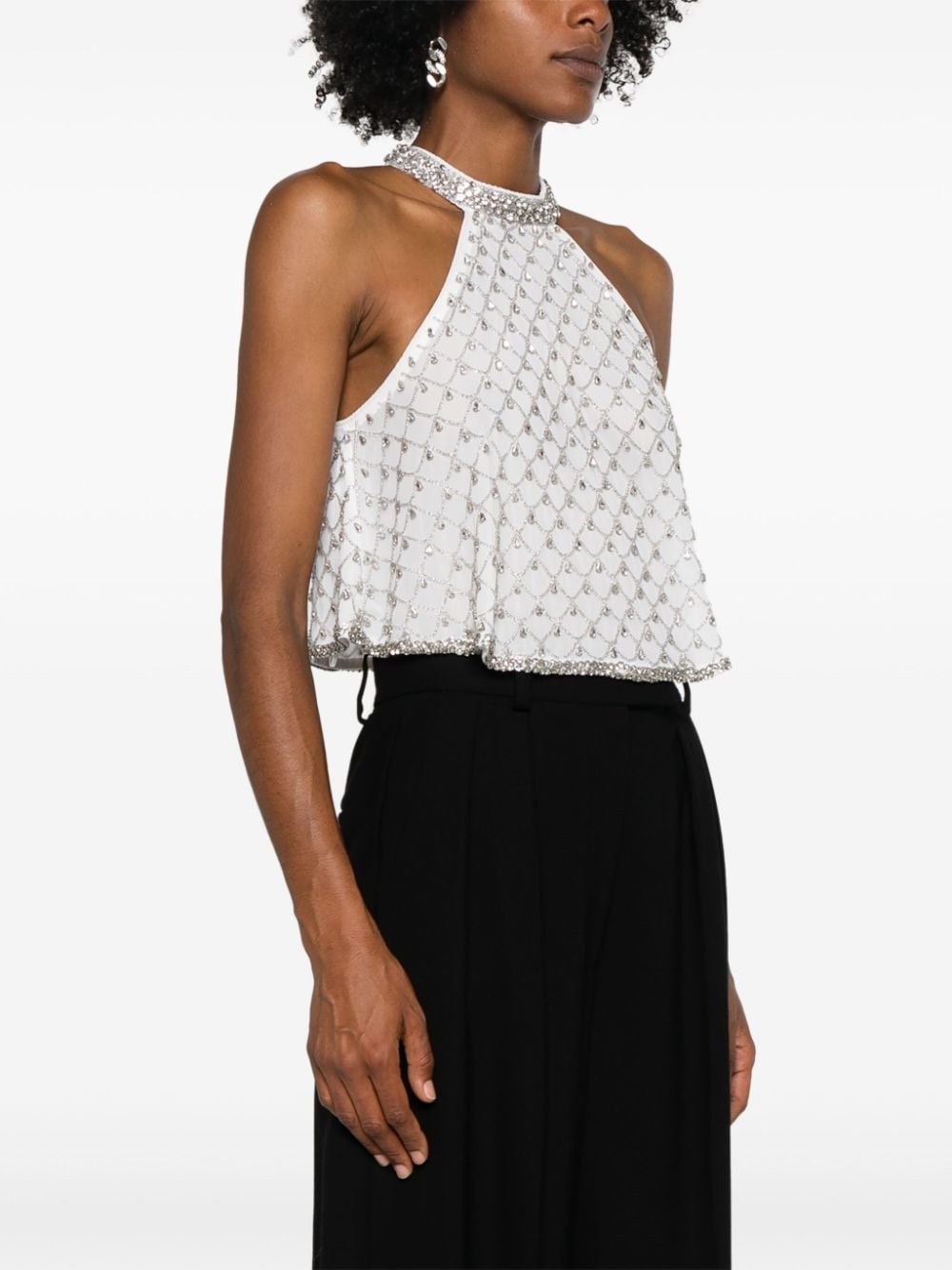 Shop Pinko Crystal-embellished Top In White