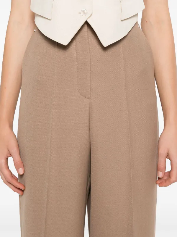 FENDI grain-de-poudre Wool Trousers | Brown | FARFETCH TW