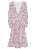 Alessandra Rich rose-print midi dress - Purple