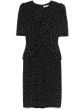 Alessandra Rich flower-print silk midi dress - Black