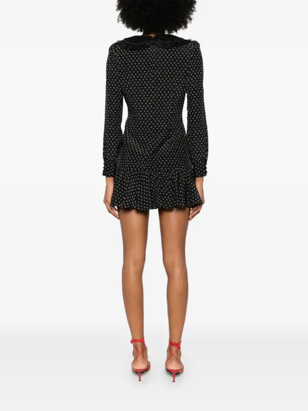 ワンピース ALESSANDRA RICH FLOWER PRINT MINI DRESS (FAB3493_F4001900) Alessandra Rich flower-print Silk Mini Dress | Black | FARFETCH
