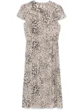 Alessandra Rich leopard-print pleated midi dress - Neutrals