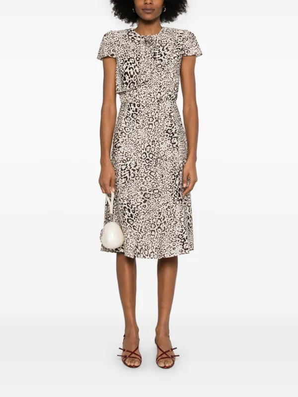 knee length dresses for ladies Alessandra Rich Polka Dot Midi Dress With Ruffles