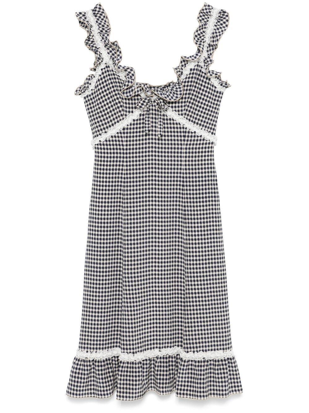 grid-pattern midi dress