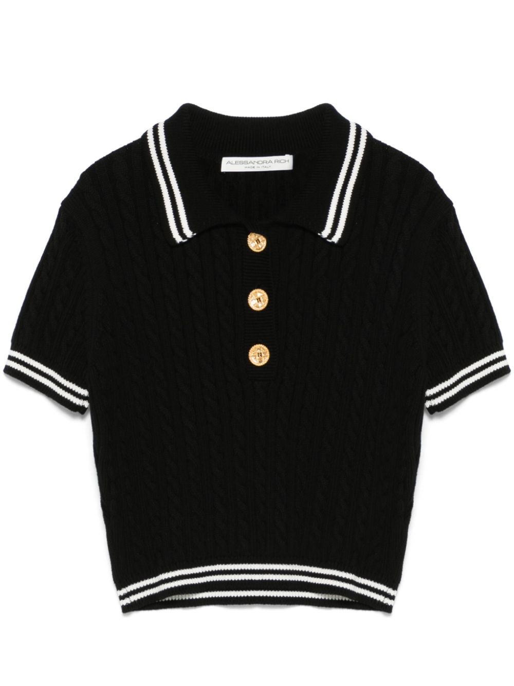 Alessandra Rich cotton polo top - Black