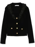 Alessandra Rich ruffle-detail ribbed cardigan - Black