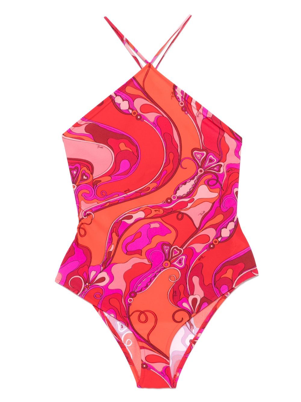 Shop Pucci Orchidee-print Swimsuit In Red