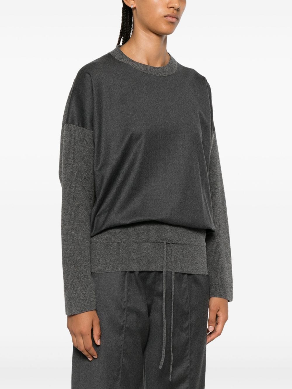 Shop Fabiana Filippi Ribbed Sweater In Grey