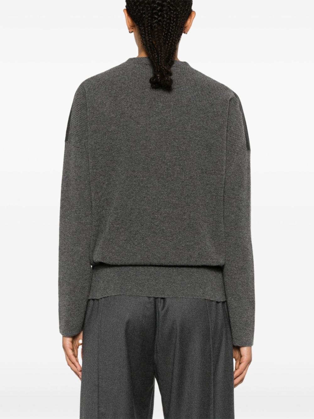 Shop Fabiana Filippi Ribbed Sweater In Grey