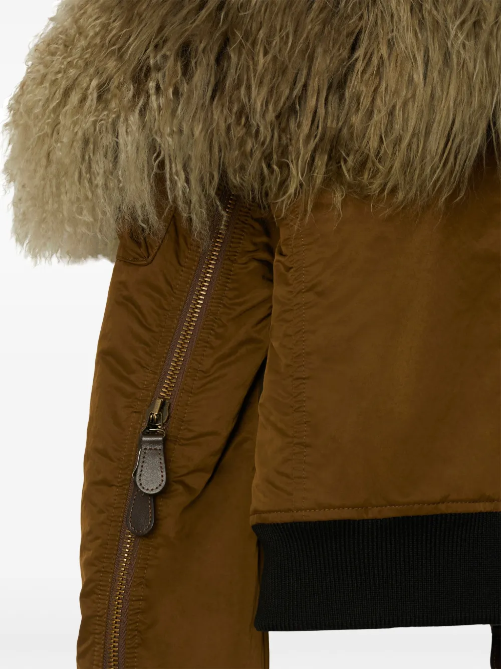 Shop Burberry Padded Bomber Jacket In Brown