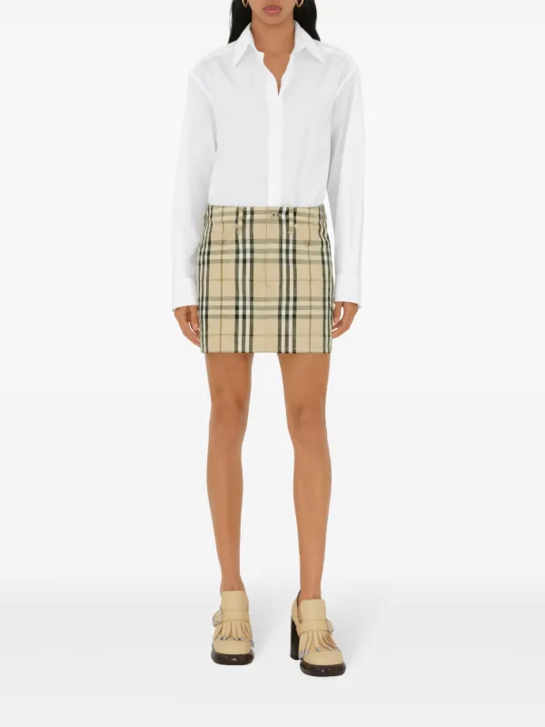 Burberry check pattern Mini Skirt Neutrals FARFETCH IE