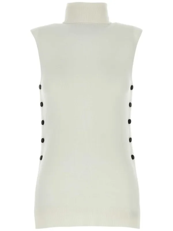 Giorgio Armani Mock-neck Wool Top in White