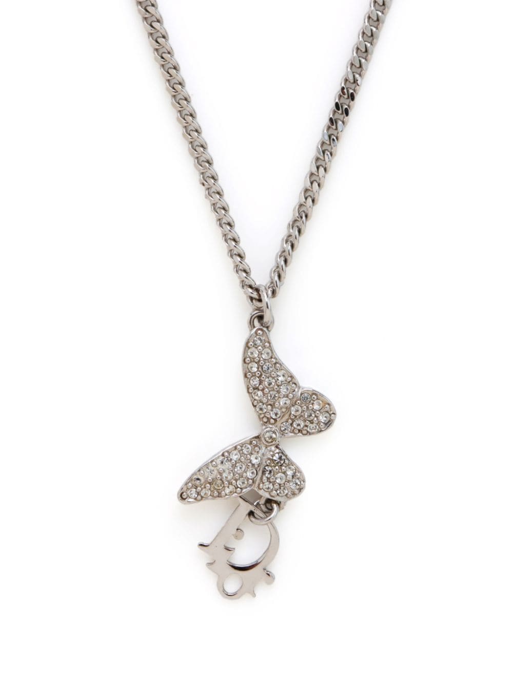 Christian Dior Pre-Owned butterfly pendant necklace - Zilver