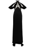 David Koma tulle-detail satin gown - Black