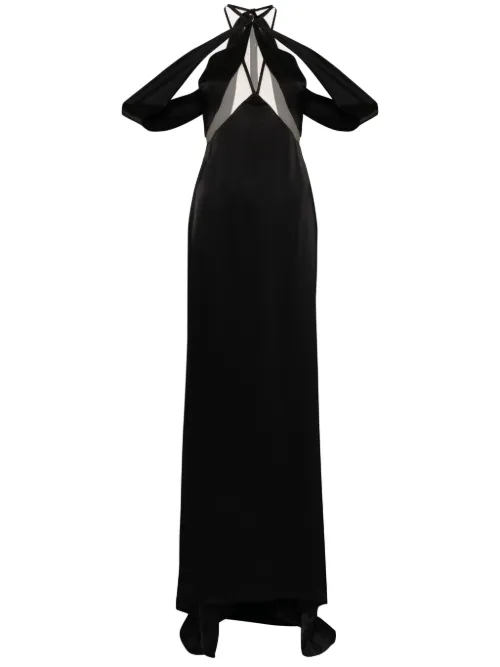 Robe satiné à détail en tulle - David Koma - Modalova