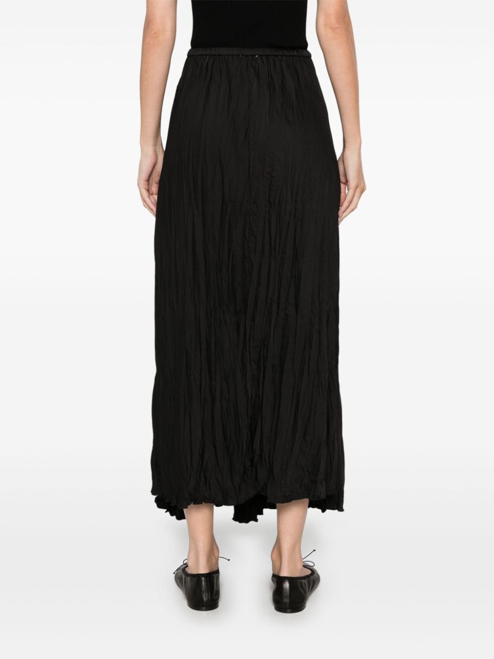 Shop Forte Forte Wrap Crepe Midi Skirt In Black