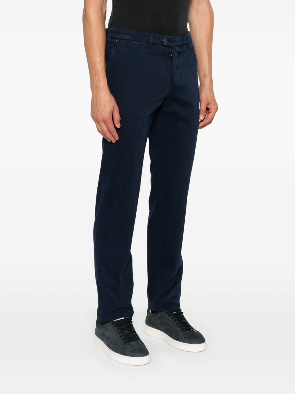 Shop Kiton Gabardine-weave Chinos In Blue