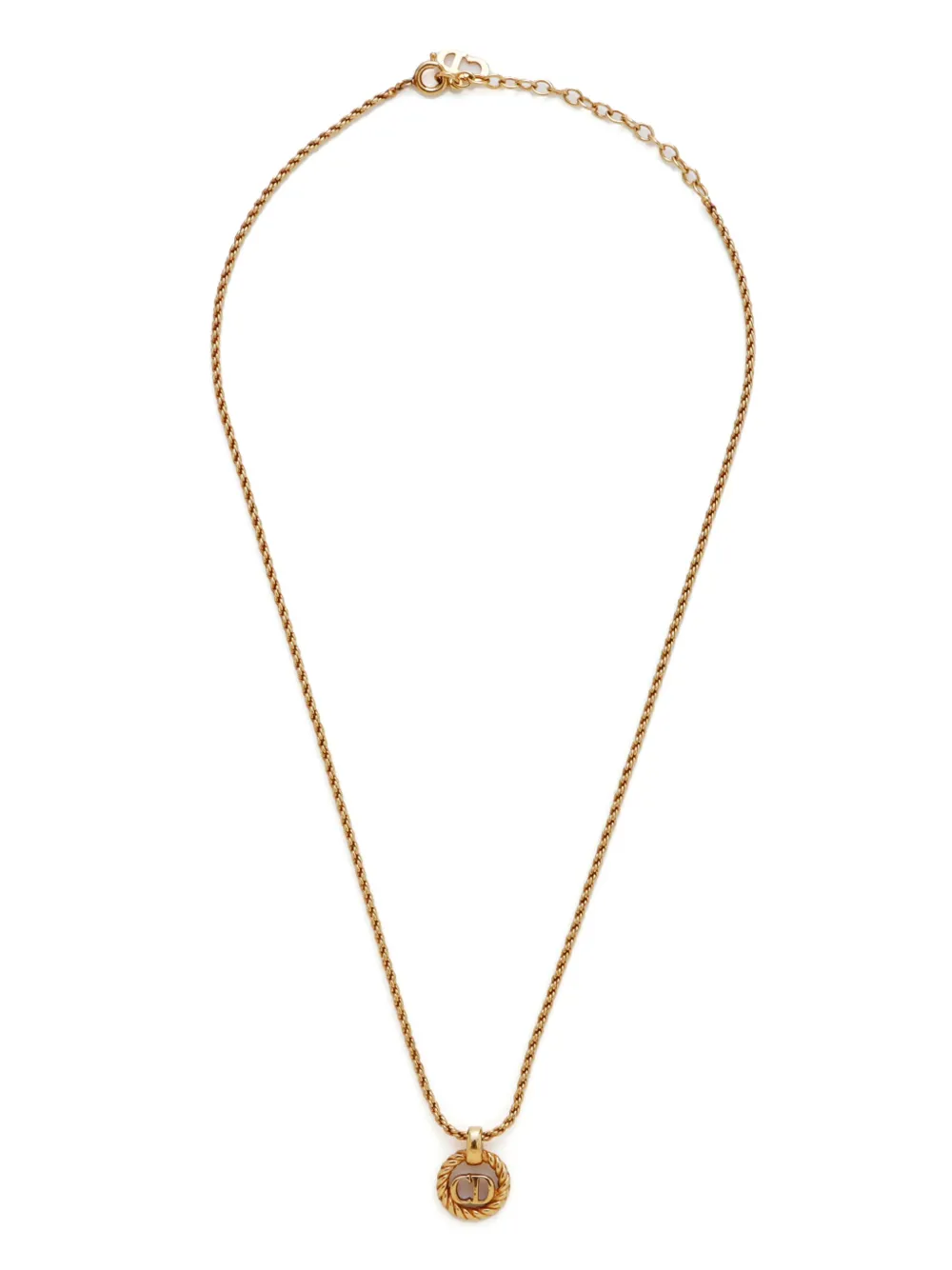 Pre-owned Dior Logo Pendant Necklace In Gold