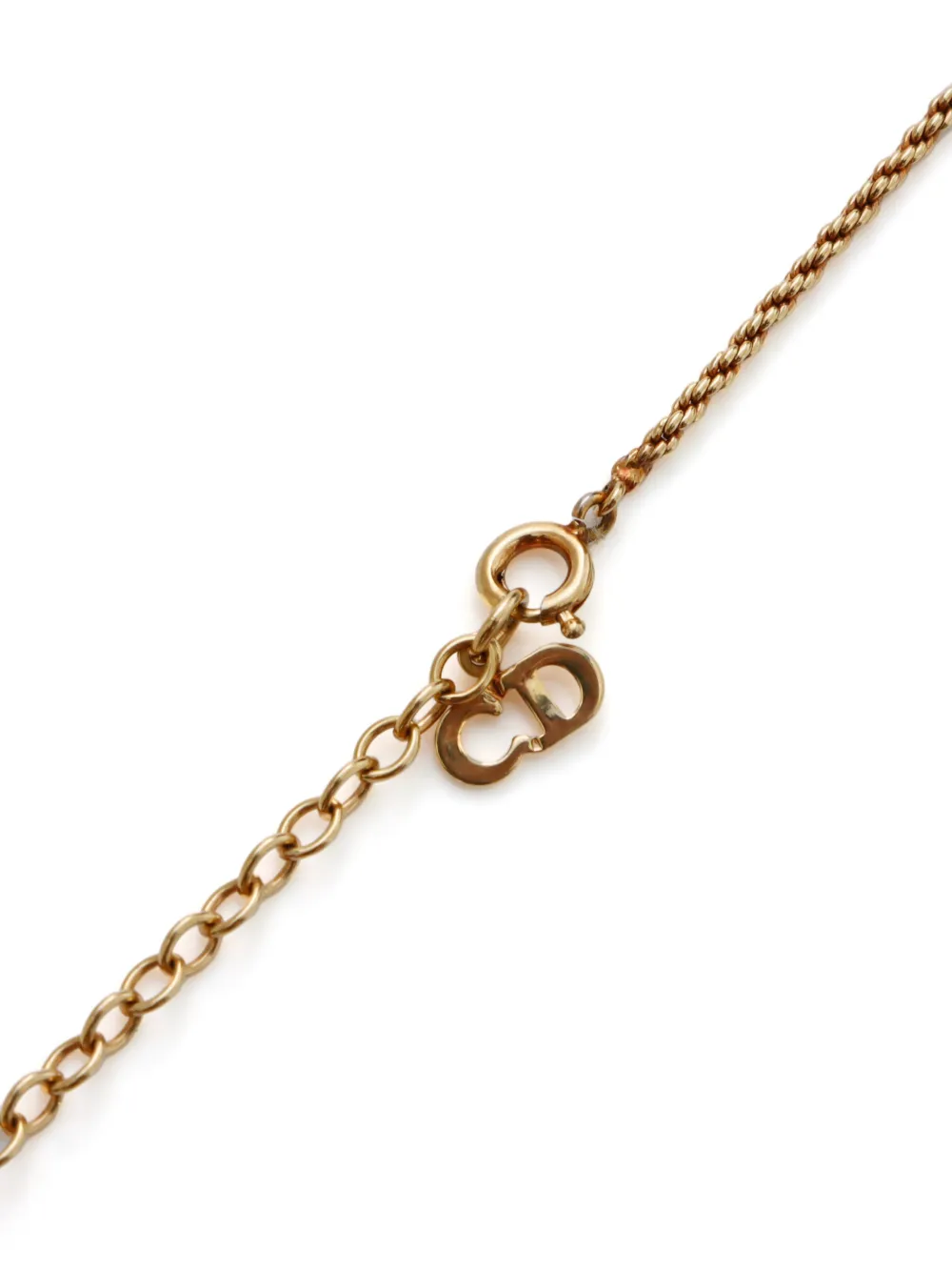 Pre-owned Dior Logo Pendant Necklace In Gold