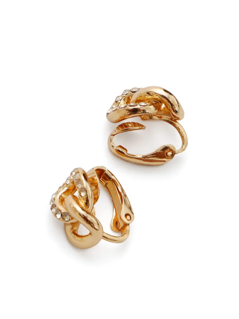 Pre-owned Dior Rhinestone-embellished Earrings In Gold