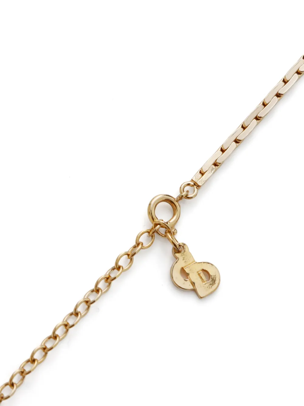 Pre-owned Dior Rhinestone-embellished Necklace In Gold