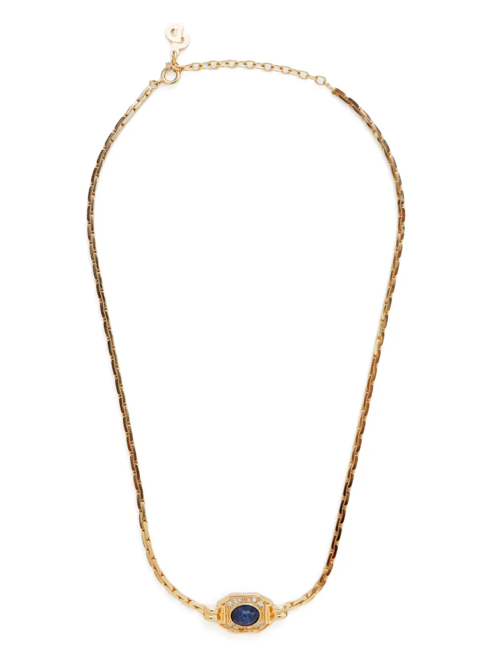 Pre-owned Dior Rhinestone-embellished Necklace In Gold