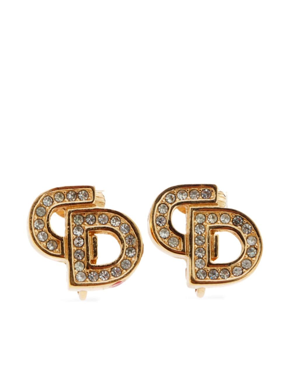 CD rhinestone-embellished earrings