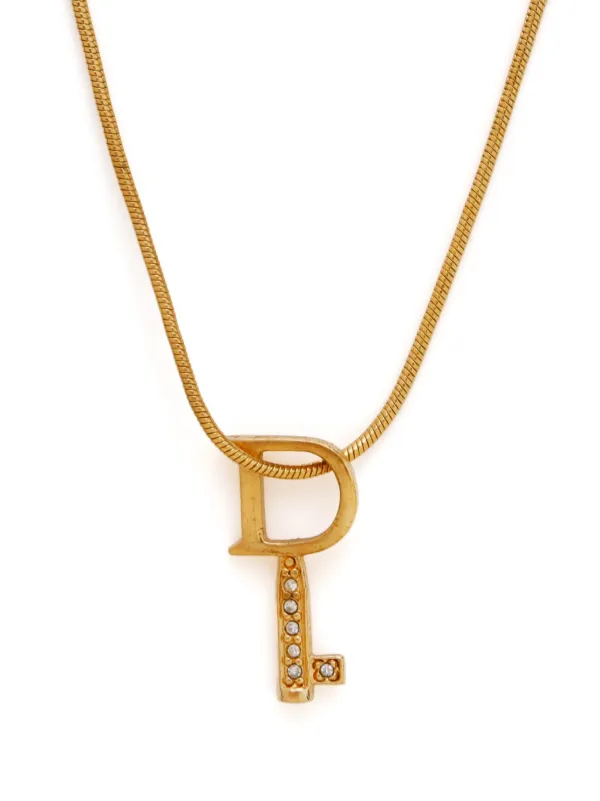 Christian Dior Pre Owned Logo Key Necklace Gold FARFETCH TR